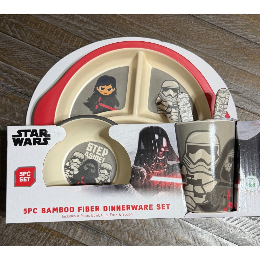 Star Wars Dinnerware Set Kids OS Multi NWT 5pc Bamboo Fiber Darth Vader Kylo Ren